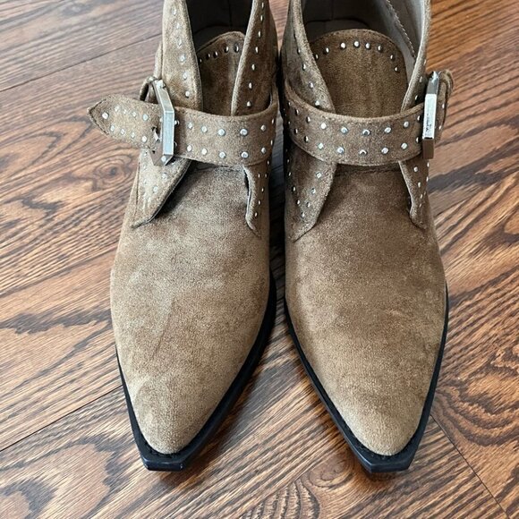 Dallas BY SEVEN Women's Faux SuedeStudded Brown Anti-Slip Ankle Booties Size 6 - Picture 2 of 6